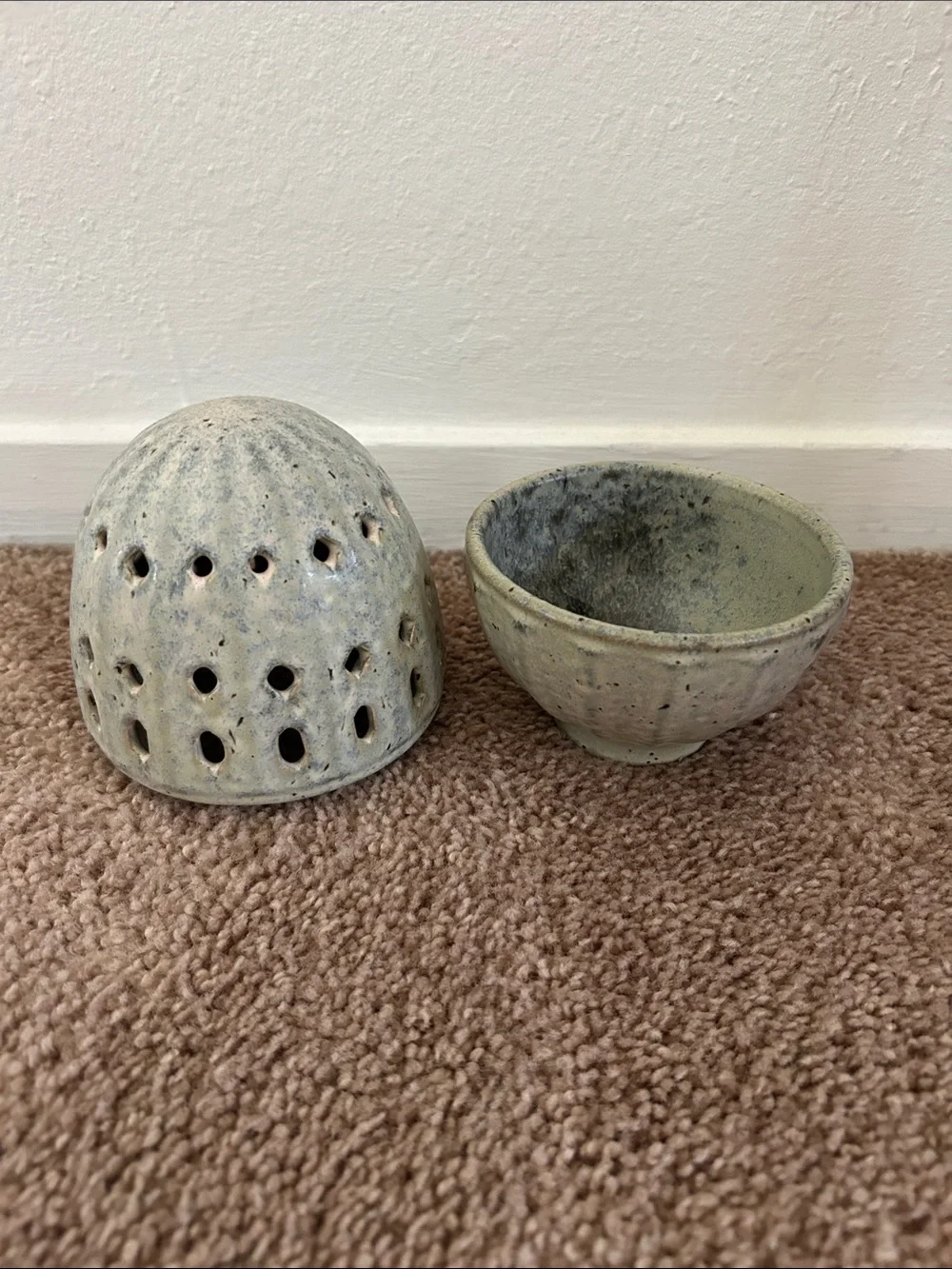 Anthropologie Speckled Cream Ceramic Egg Lantern